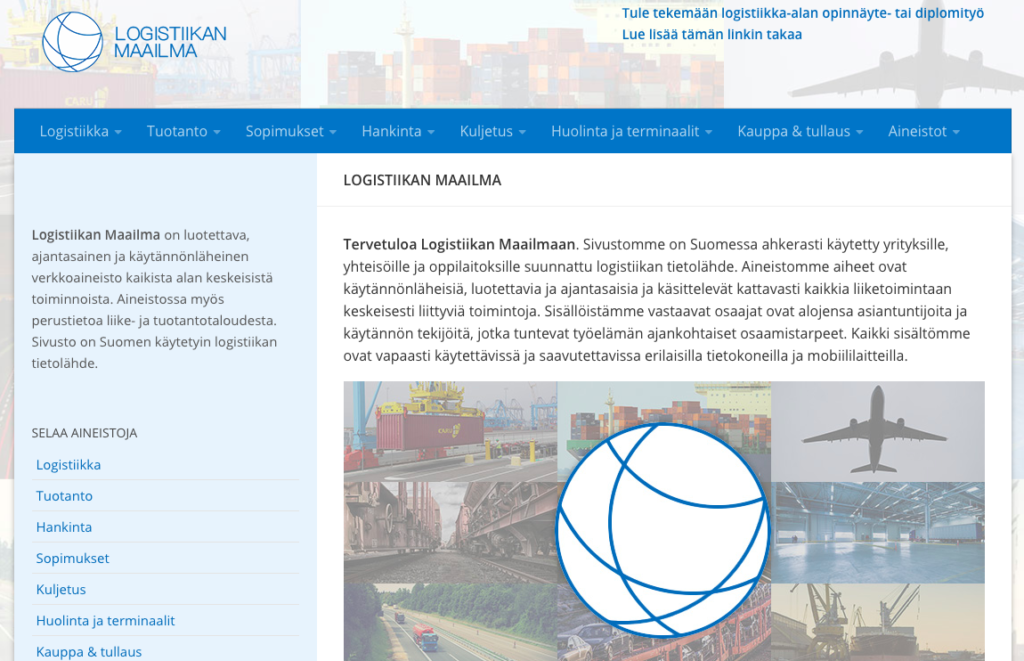 Logistiikan Maailma -etusivu.